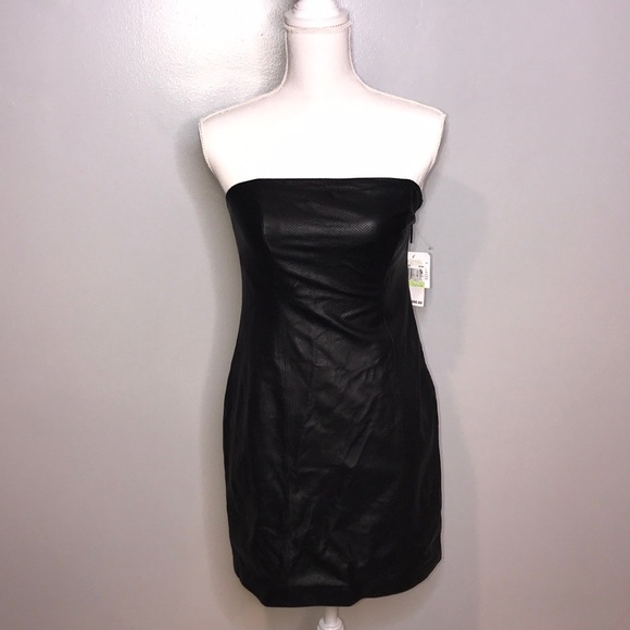 MICHAEL Michael Kors Dresses & Skirts - NWT Michael Kors Black Leather Mini Tube Top Dress